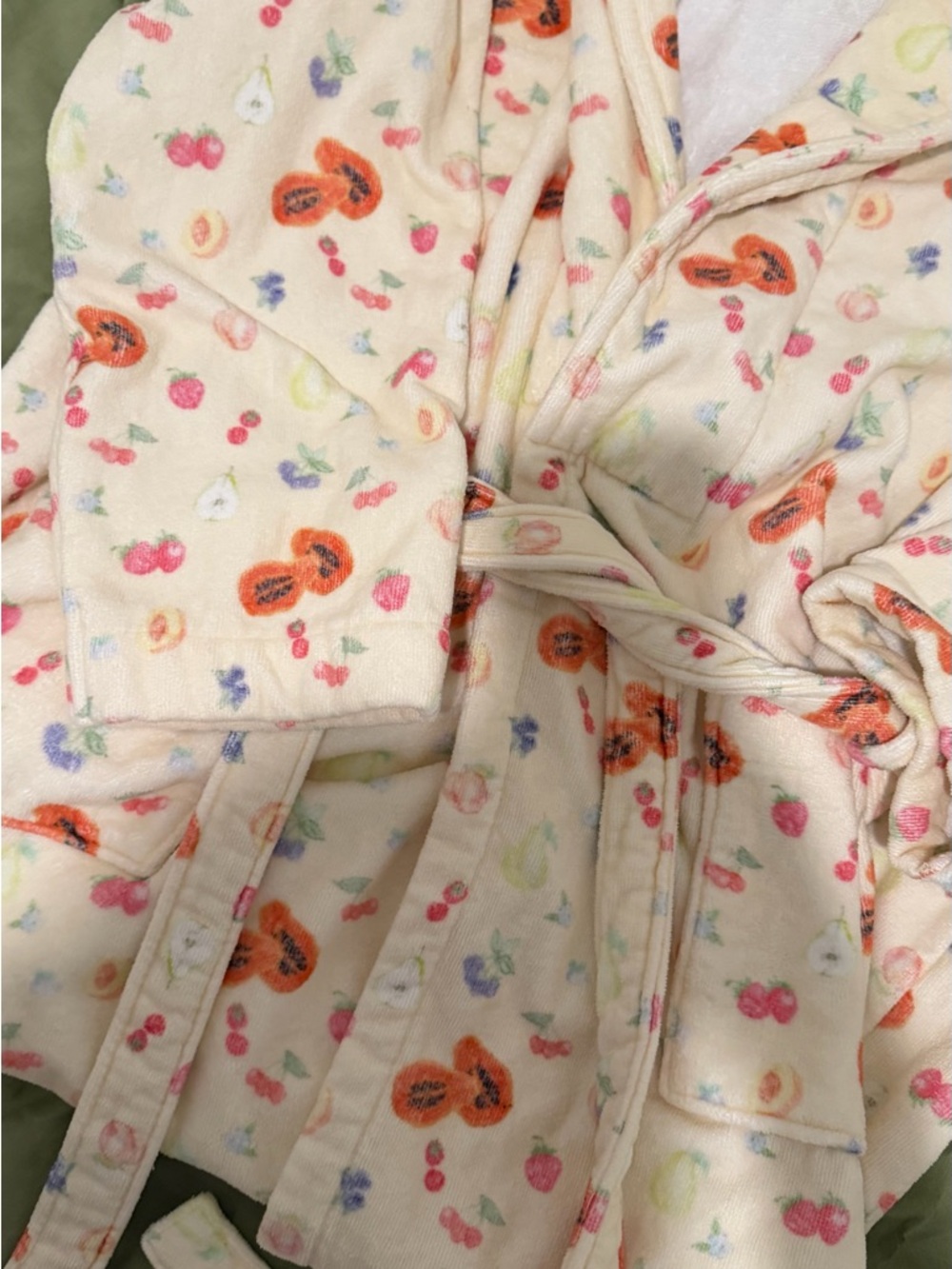 PRICE FIRM Djerf Avenue Plush Fruit Print Towel Bathrobe with Tie - Picture 3 of 7